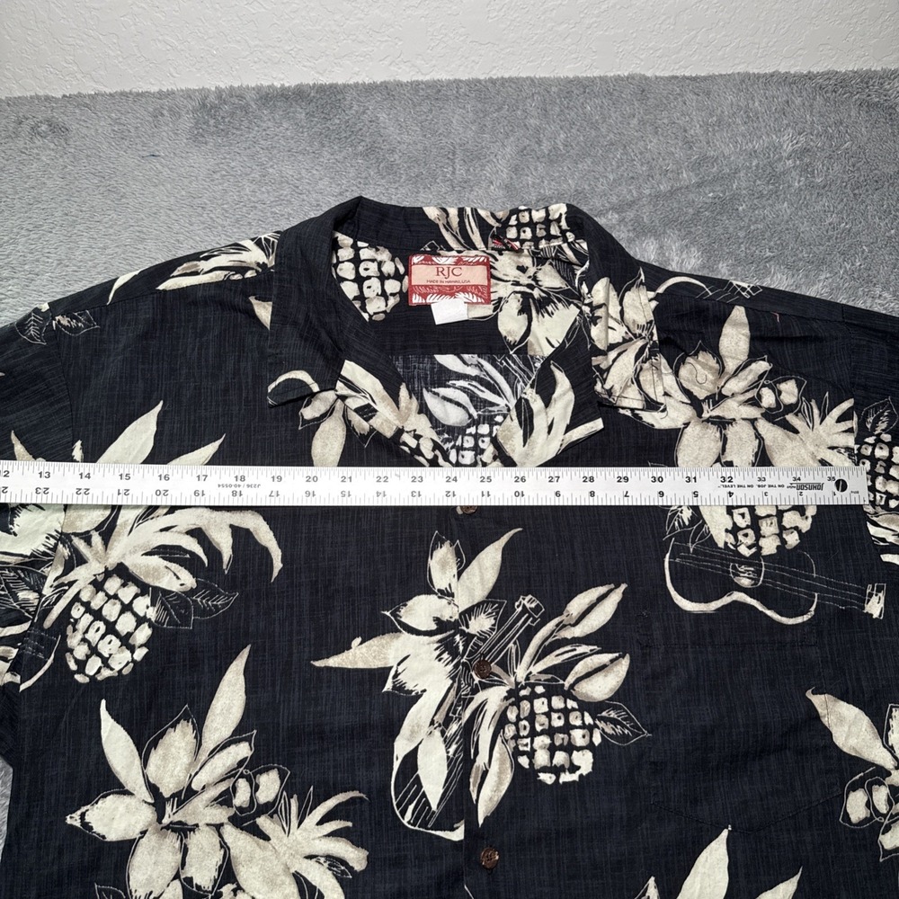 VTG RJC Men's SZ 4XL Hawaiian Shirt Button Up Black Navy Floral Made In Hawaii - Picture 4 of 16